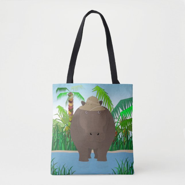 Bolso De Tela Tote Hippo Allover (Anverso)