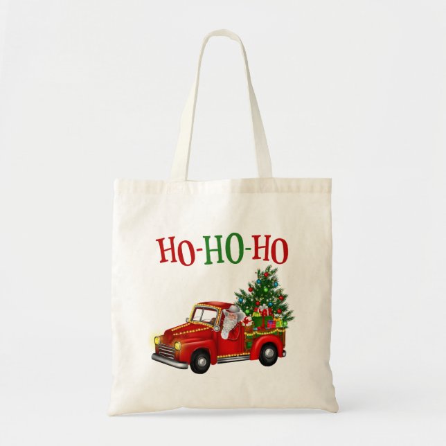 Bolso De Tela Tote Ho Ho Ho Santa Navidades (Frente)