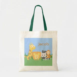 Bolso De Tela Tote infantil de animales salvajes con colores y a