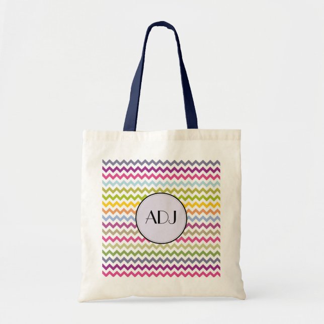 Bolso De Tela Tote inicial de Chevron del zigzag (Frente)
