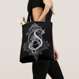 Bolso De Tela Tote inicial de monograma personalizado