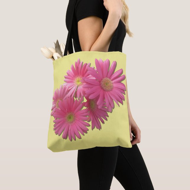Bolso De Tela Tote ininterrumpido - Dark Pink Gerbera Daisies (Detalle)