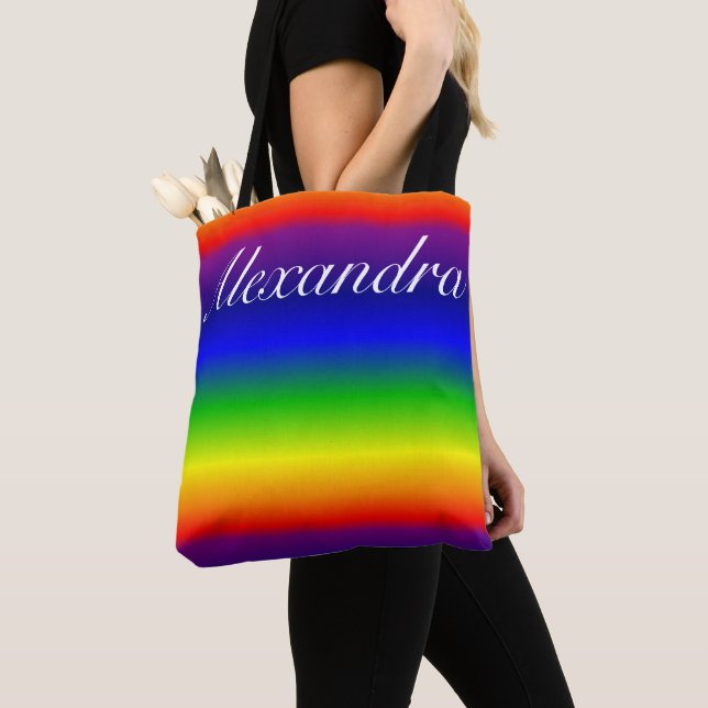 Bolso De Tela Tote integral - Arcoiris Prismático (Detalle)