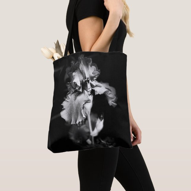 Bolso De Tela Tote Iris blanco y negro único (Detalle)