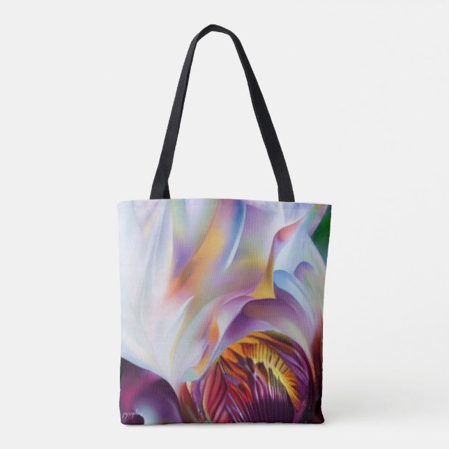 Bolso De Tela Tote Iris (púrpura y blanco) (Reverso)