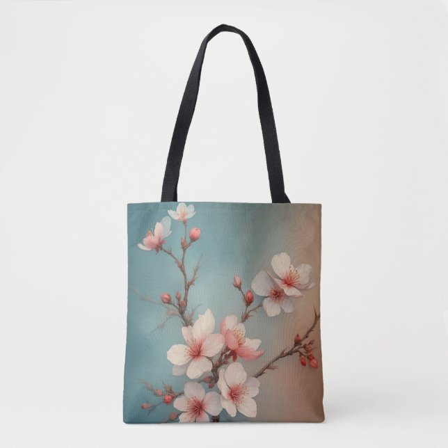 Bolso De Tela Tote japonés de elegancia sakura (Anverso)