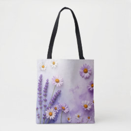 Bolso De Tela Tote Jardín de Flores Pastel Violet