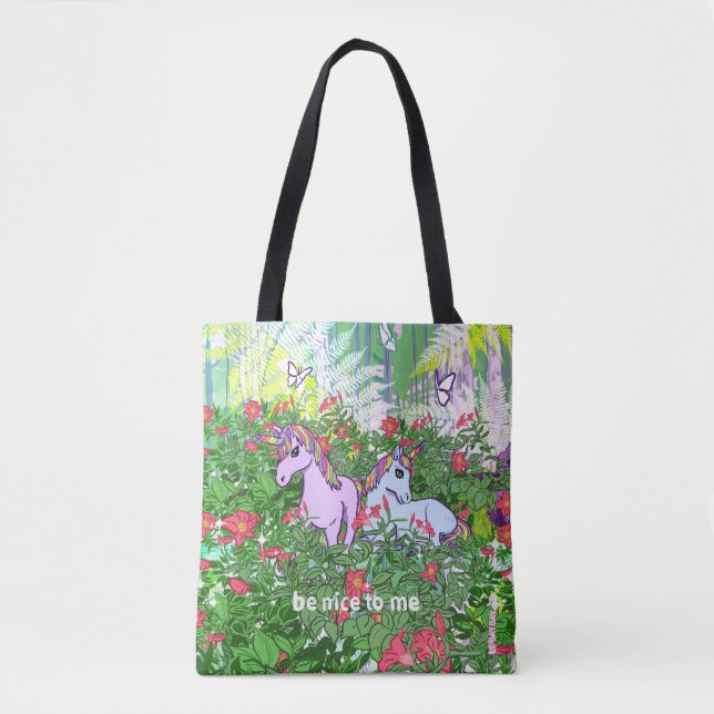 Bolso De Tela Tote Jardín de Unicorn (Anverso)