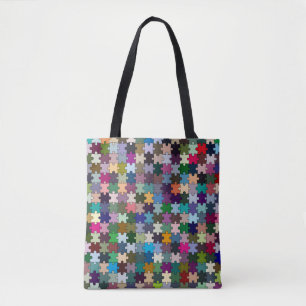 Bolso De Tela Tote Jigsaw Allover