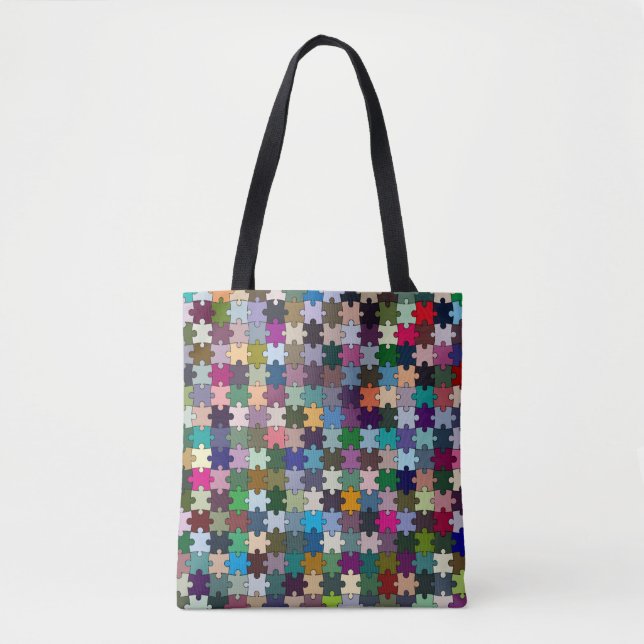 Bolso De Tela Tote Jigsaw Allover (Anverso)