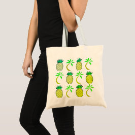 Bolso De Tela Tote Jumbo De Piñas Amarillas Y Verdes