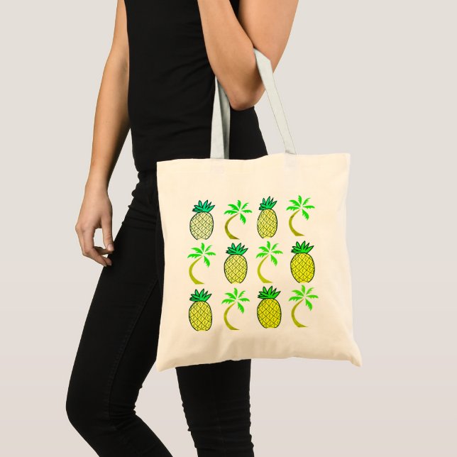 Bolso De Tela Tote Jumbo De Piñas Amarillas Y Verdes (Anverso (producto))