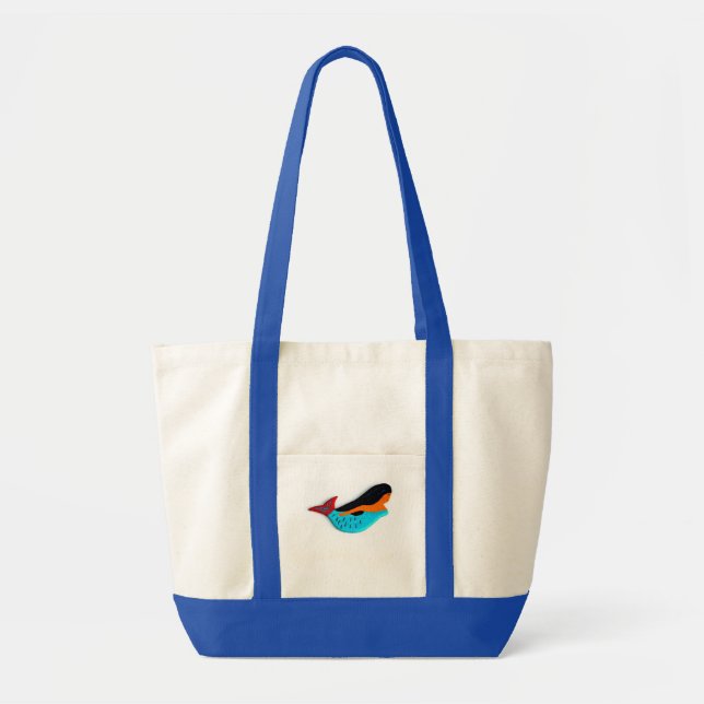 Bolso De Tela tote jumbo de sirena azul (Frente)
