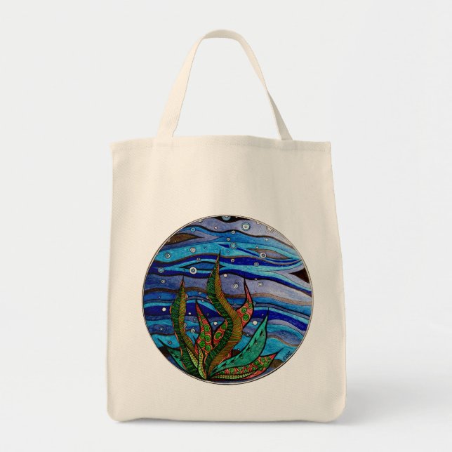 Bolso De Tela Tote Kelp Grocery (Frente)