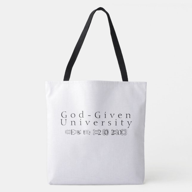 Bolso De Tela Tote Lg Universitario Dado por Dios (Anverso)