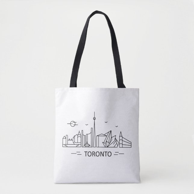 Bolso De Tela Tote Lineart de Toronto Canadá (Anverso)