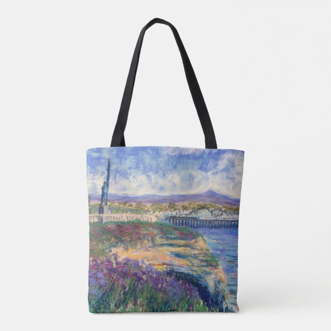 Bolso De Tela Tote local de Elkhorn Slough & West Cliff Surfer (Reverso)