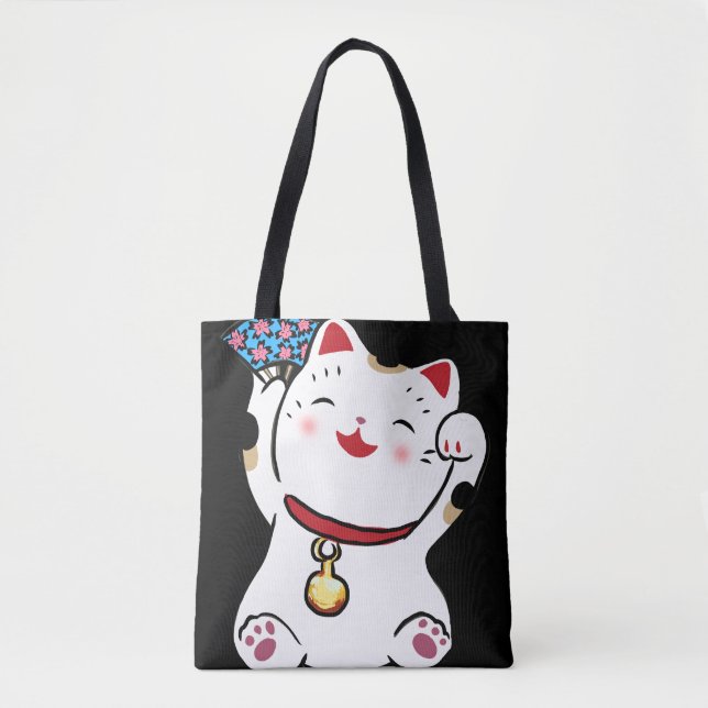 Bolso De Tela Tote Lucky Cat Maneki Neko (Anverso)