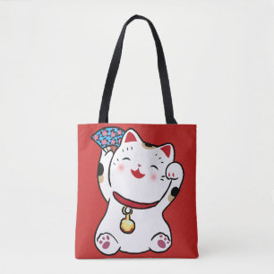 Bolso De Tela Tote Lucky Cat Maneki Neko