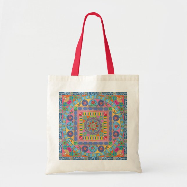 Bolso De Tela Tote Mah Jongg Tiles Mandala (Frente)