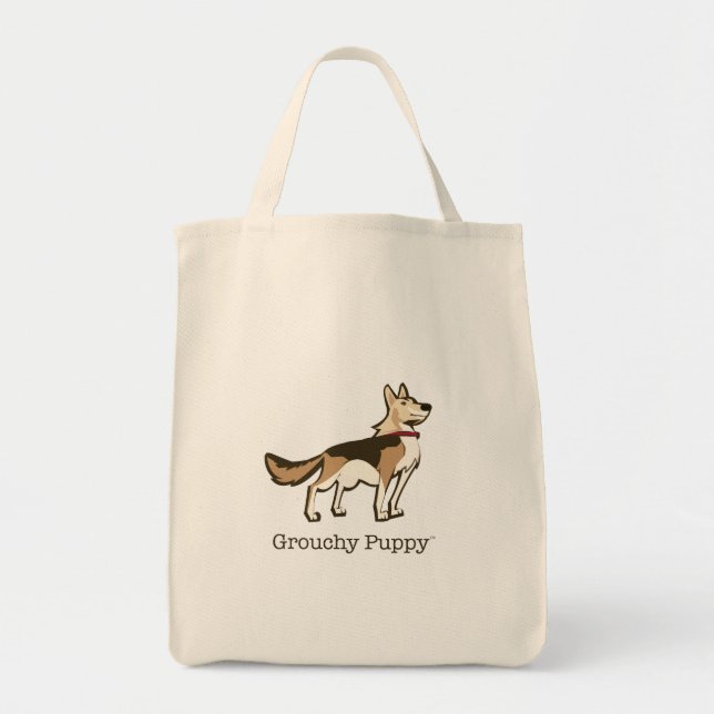 Bolso De Tela Tote malhumorado del ultramarinos del perrito (Frente)