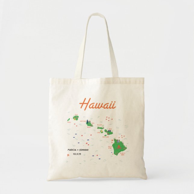 Bolso De Tela Tote Mapa de Hawaii (Frente)