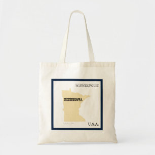 Bolso De Tela Tote - Mapa del estado de Minnesota con ciudad