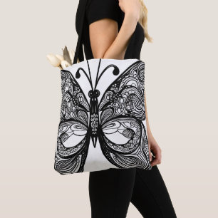Bolso De Tela Tote mariposa
