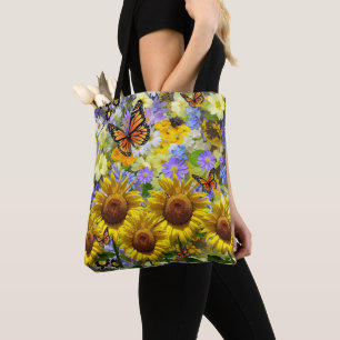 Bolso De Tela Tote Mariposa Girasol