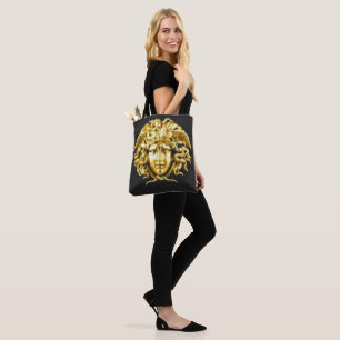 Bolso De Tela Tote Medusa Gold
