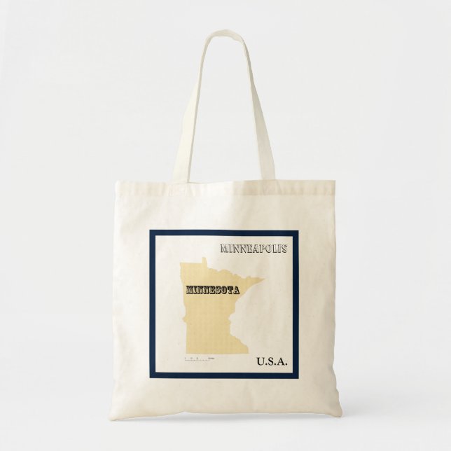 Bolso De Tela Tote  - Minnesota State Map with City (Frente)