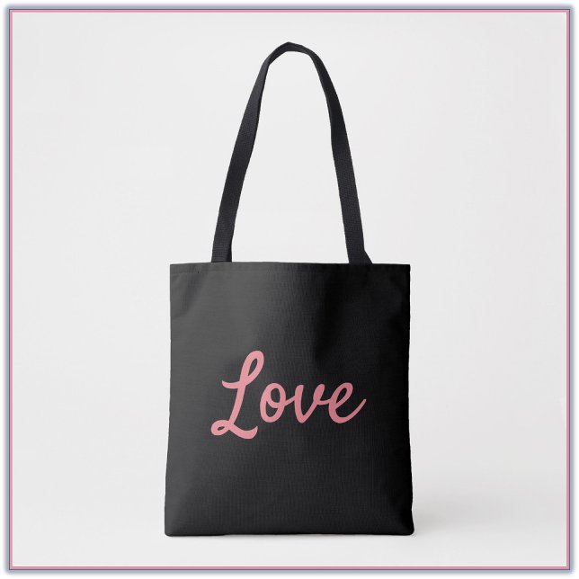 Bolso De Tela Tote moderno de amor simple rosa y negro (Subido por el creador)