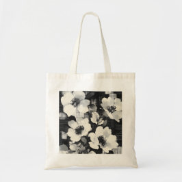 Bolso De Tela Tote moderno monocromo en flor