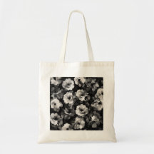 Tote monocromo floral pixelado