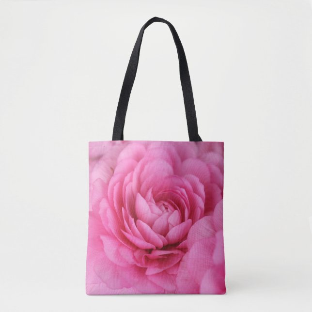 Bolso De Tela Tote monográfico de flores rosas (Anverso)