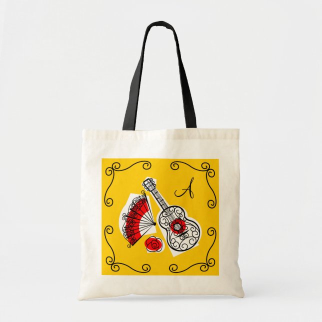 Bolso De Tela Tote Monograma de Esquinas de Souvenirs Españolas (Frente)