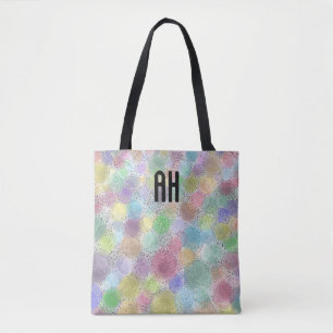 Bolso De Tela Tote Monograma de puntos de arco iris