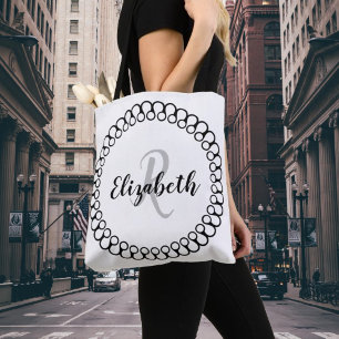Bolso De Tela Tote Monograma de sólo un círculo decorativo