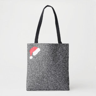 Bolso De Tela Tote Monograma moderno Santa Hat y Silver