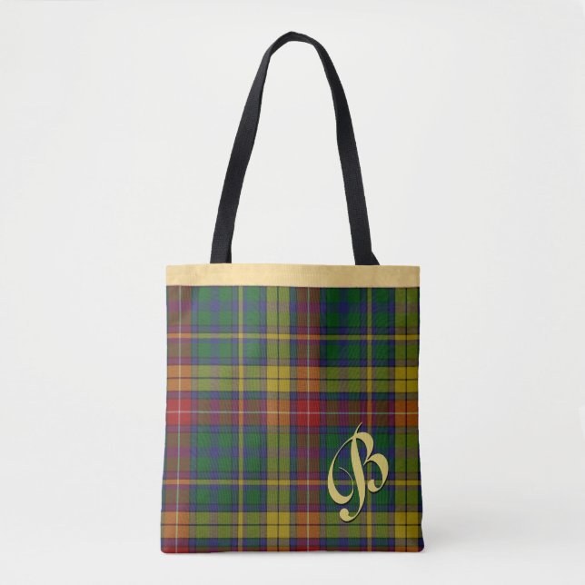 Bolso De Tela Tote Monogramado Classic Buchanan Tartan Plaid (Anverso)
