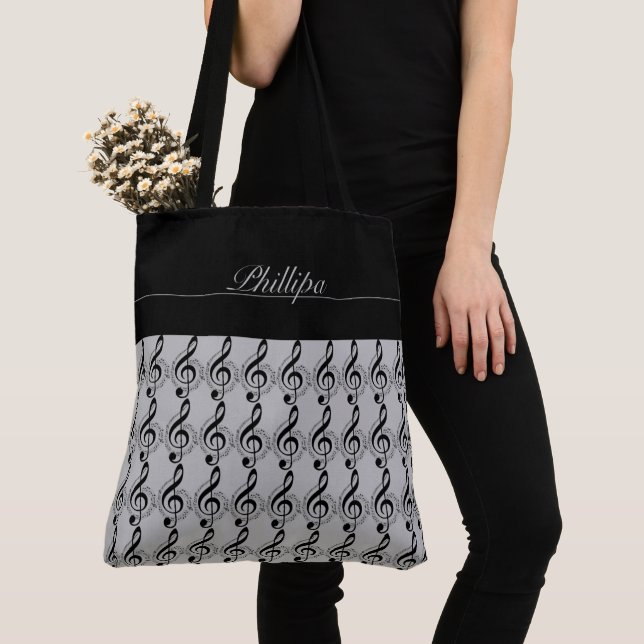 Bolso De Tela Tote monogramado de Music Note (Detalle)