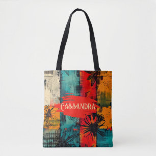 Bolso De Tela Tote multicolor floral vibrante