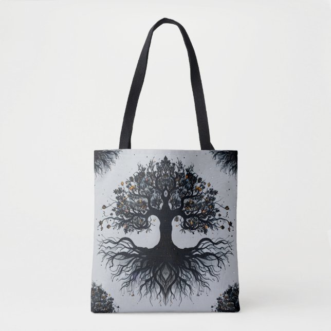 Bolso De Tela Tote Mystic Tree of Life Roots & Branches (Anverso)