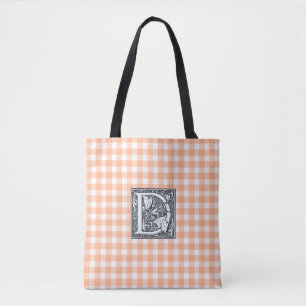 Bolso De Tela Tote naranja gingham