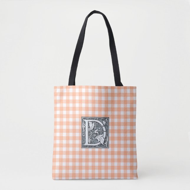 Bolso De Tela Tote naranja gingham (Anverso)