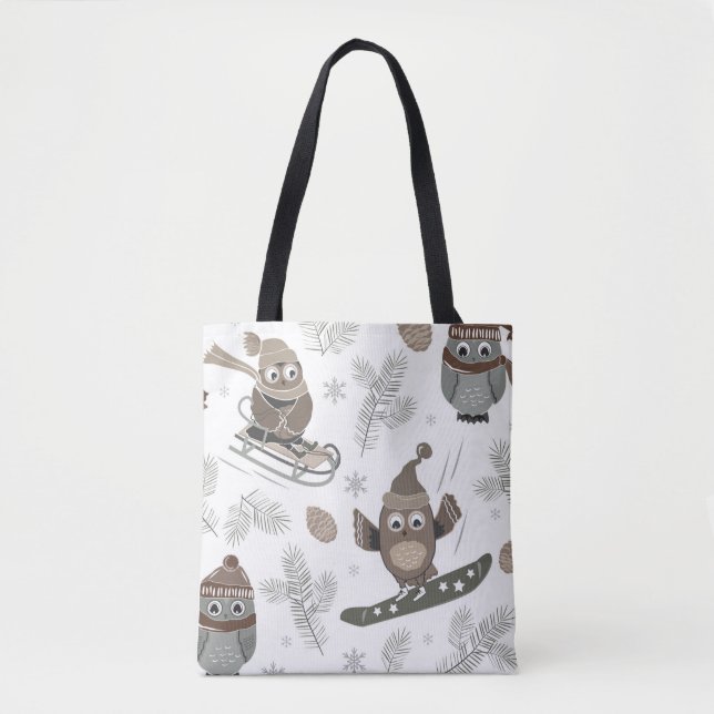 Bolso De Tela Tote navidades Owls (Anverso)