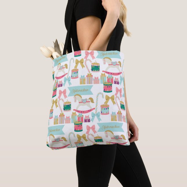 Bolso De Tela Tote navideño de juguetes de pepino (Detalle)