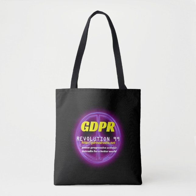 Bolso De Tela Tote negro básico de Paxspiration GDPR (Anverso)