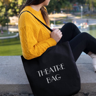 Bolso De Tela Tote negro de bolsitas de teatro