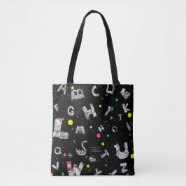 Bolso De Tela Tote negro de las letras fantásticas